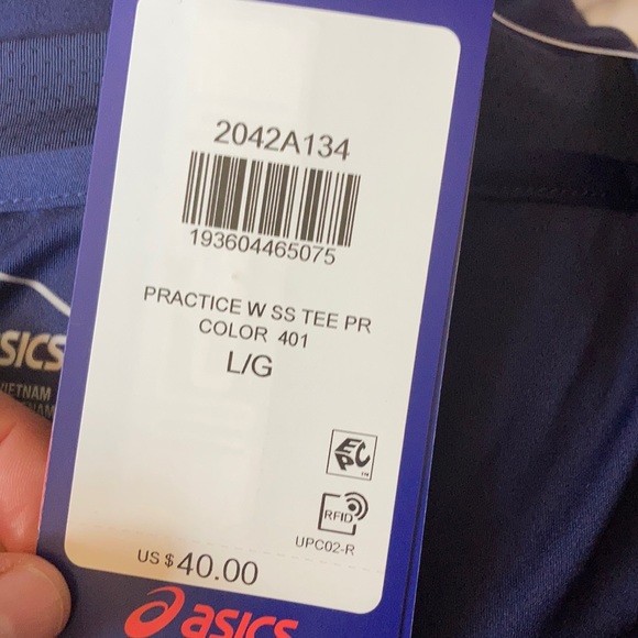 NWT ASICS Athletic Practice Short Sleeve Top Large Blue - Picture 7 of 12